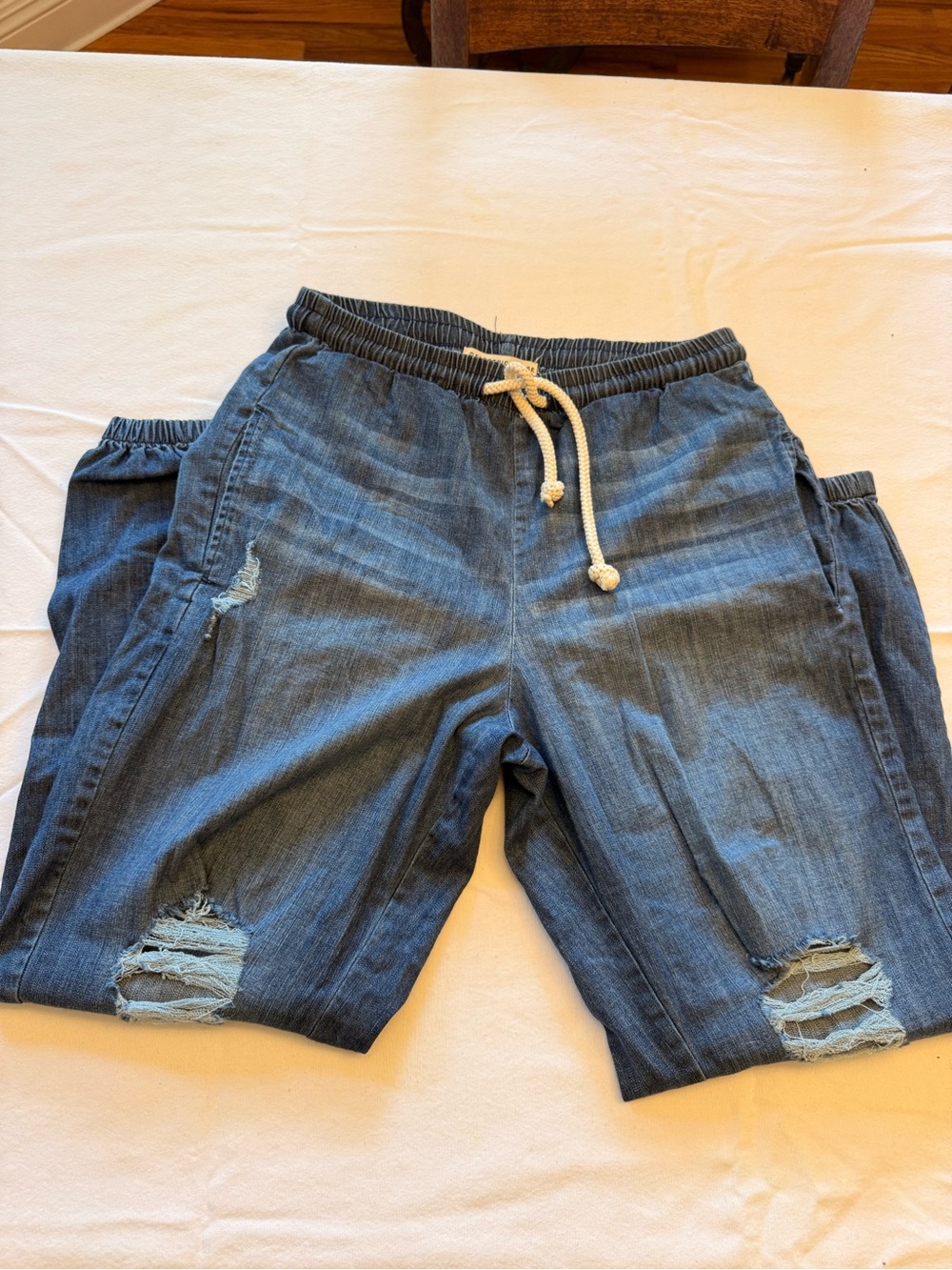 Electric & Rose Ripped Dark Blue Denim Joggers - Picture 4 of 7